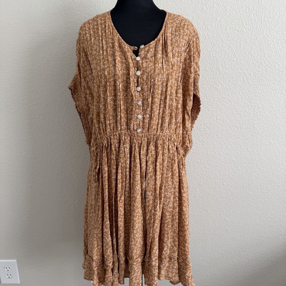 Free People Medium One Fine Day Mini Dress Pockets Cottagecore Ditzy Floral